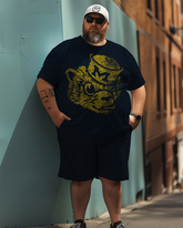 Ensemble de t-shirt grande taille pour hommes avec grand logo de l'Université du Michigan, costume de style sportif pour hommes